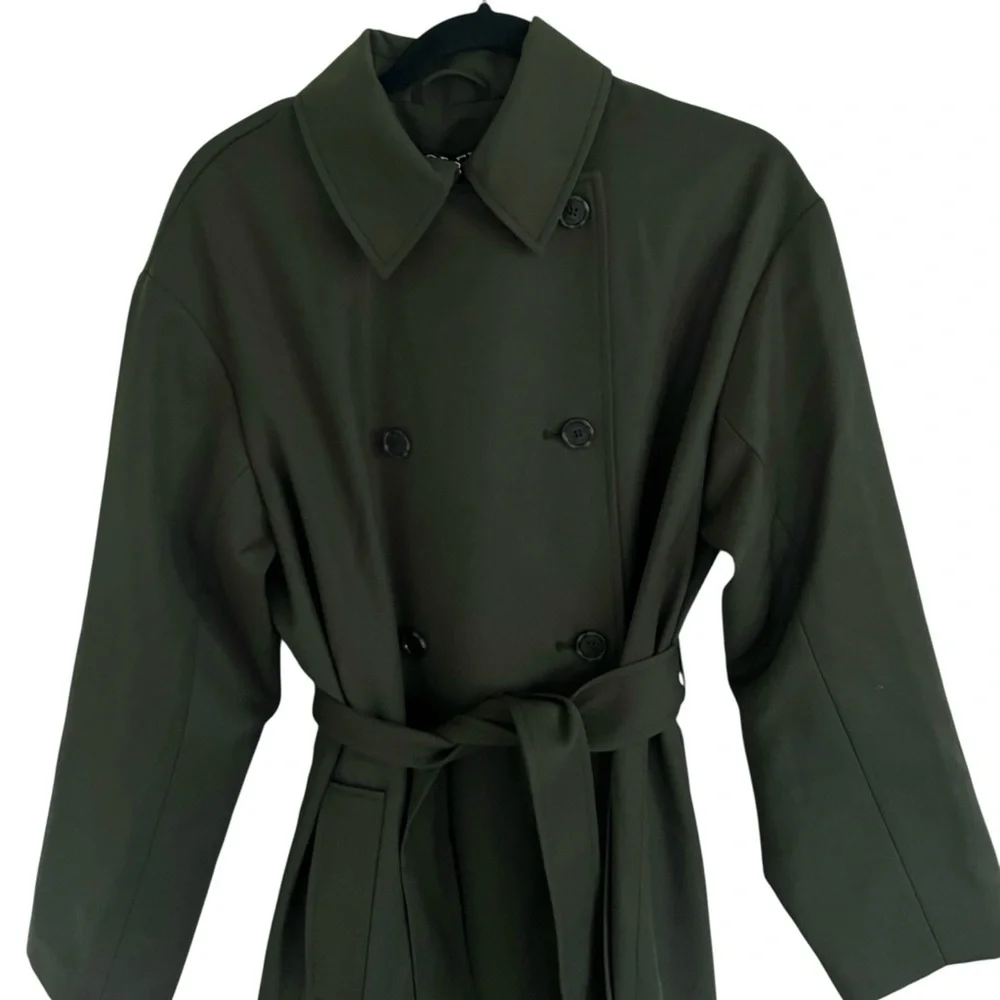 J Crew Green Trench Coat in Wool Blend Brilliant Spruce NWT Size 6